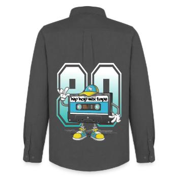 hip hop mix tape - Chemise Oxford homme Stanley/Stella - charbon - Dos - AI Model Male 185 dark (185cm)