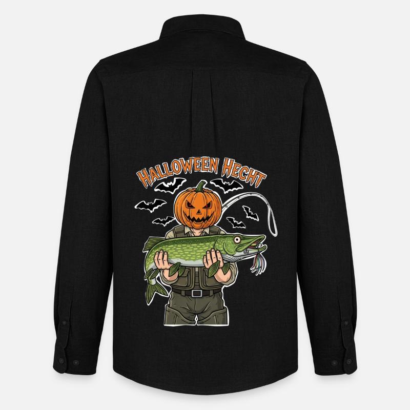 Halloween Hecht Kürbiskopf - Männer Oxford Hemd von Stanley/Stella - Schwarz