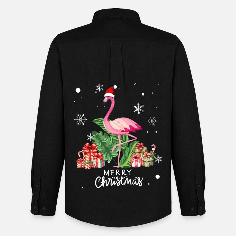 Flamingo Weihnachten - Männer Oxford Hemd von Stanley/Stella - Schwarz