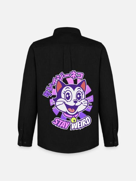 Crazy Cartoon Cat - Men's Oxford Shirt by Stanley/Stella - black