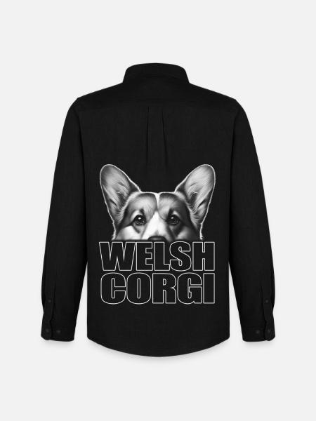 welsh_corgi_Font_Fashion - Männer Oxford Hemd von Stanley/Stella - Schwarz