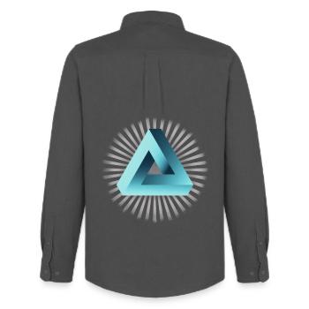 Illusion Illuminati Optical Illusion Nerd Skate - Men's Oxford Shirt by Stanley/Stella - anthracite - Back - AI Model Male 185 dark (185cm)