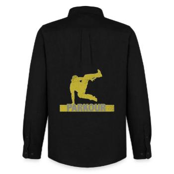 Parkour - Chemise Oxford homme Stanley/Stella - noir - Dos - AI Model Male 185 dark (185cm)