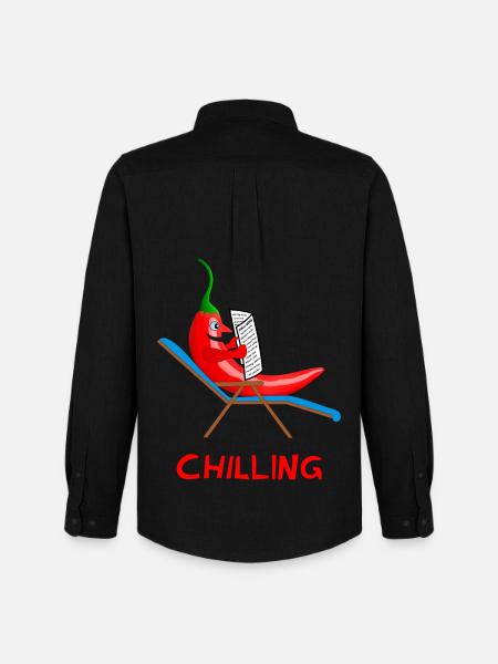 chilli, chilling, chilli, lazybones, lazy - Men's Oxford Shirt by Stanley/Stella - black