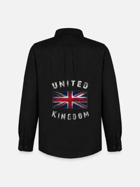 Union Jack - Royaume-Uni - Chemise Oxford homme Stanley/Stella - noir