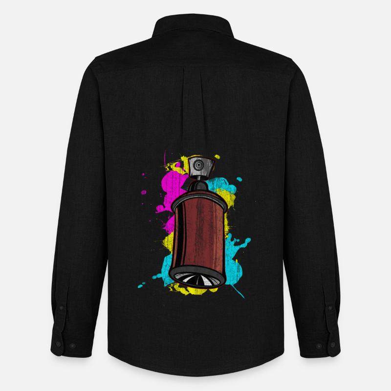 Graffiti Spraydose mit Spritzfarben - Männer Oxford Hemd von Stanley/Stella - Schwarz