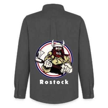 Rostock Vikings - Men's Oxford Shirt by Stanley/Stella - anthracite - Back - AI Model Male 185 dark (185cm)