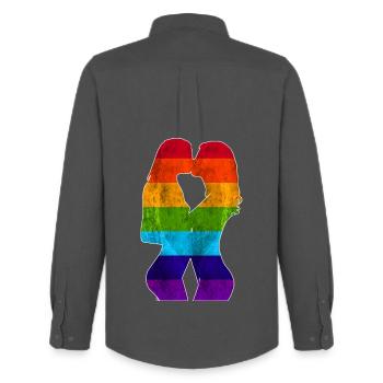 Pride Girls - Design - Men's Oxford Shirt by Stanley/Stella - anthracite - Back - AI Model Male 185 dark (185cm)
