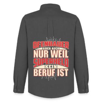 Ofenbauer Superheld - Männer Oxford Hemd von Stanley/Stella - Anthrazit - Hinten - AI Model Male 185 dark (185cm)