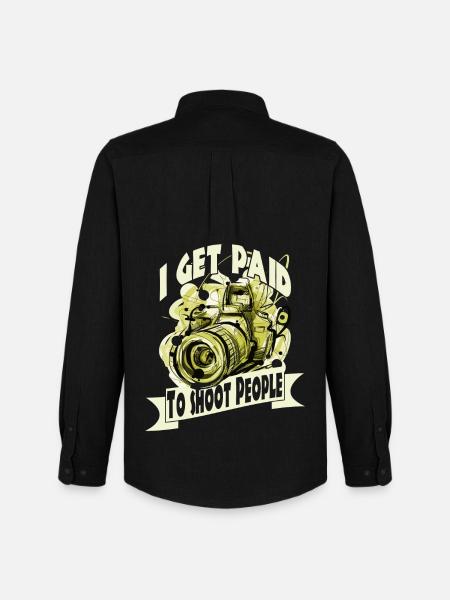 Camera Photographer Photograph - Men's Oxford Shirt by Stanley/Stella - black
