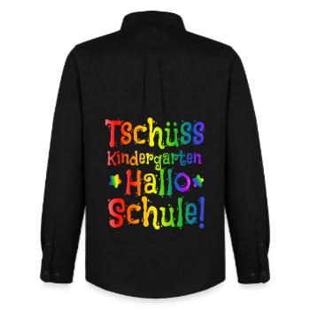 Einschulung - Tschüss Kindergarten Hallo Schule - Männer Oxford Hemd von Stanley/Stella - Schwarz - Hinten - AI Model Male 185 dark (185cm)