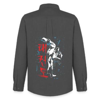 Taekwondo High Kick Korean karate gift - Men's Oxford Shirt by Stanley/Stella - anthracite - Back - AI Model Male 185 dark (185cm)