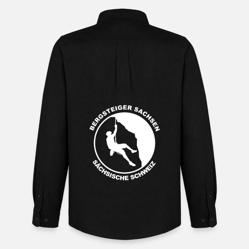 Bergsteiger Sächsische Schweiz Logo - Männer Oxford Hemd von Stanley/Stella - Schwarz