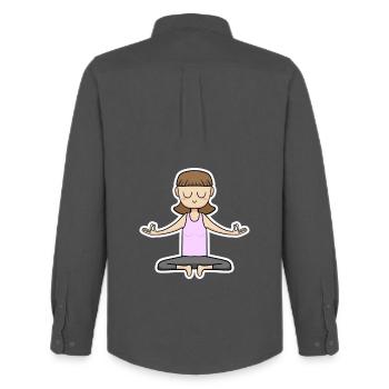 Meditation Cartoon - Men's Oxford Shirt by Stanley/Stella - anthracite - Back - AI Model Male 185 dark (185cm)