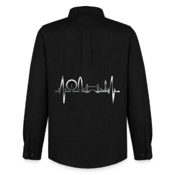 Londres Skyline Heartbeat Angleterre Royaume-Uni Coeur Argent - Chemise Oxford homme Stanley/Stella - noir - Dos - AI Model Male 185 dark (185cm)