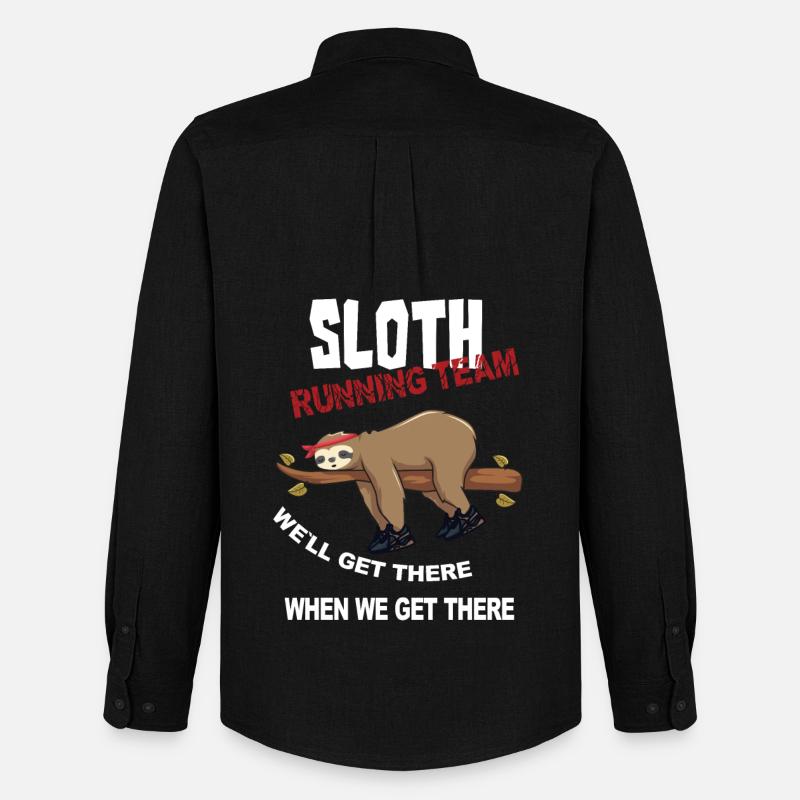 Lustiger Sloth Laufteam Design - Männer Oxford Hemd von Stanley/Stella - Schwarz