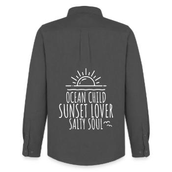 Ocean Child Sunset Lover Salty Soul Sea Love - Men's Oxford Shirt by Stanley/Stella - anthracite - Back - AI Model Male 185 dark (185cm)