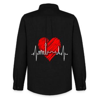 Berlin Skyline Heartbeat Herz Liebe Love Berliner - Chemise Oxford homme Stanley/Stella - noir - Dos - AI Model Male 185 dark (185cm)