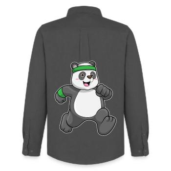 Panda Jogger Joggen Sport - Männer Oxford Hemd von Stanley/Stella - Anthrazit - Hinten - AI Model Male 185 dark (185cm)