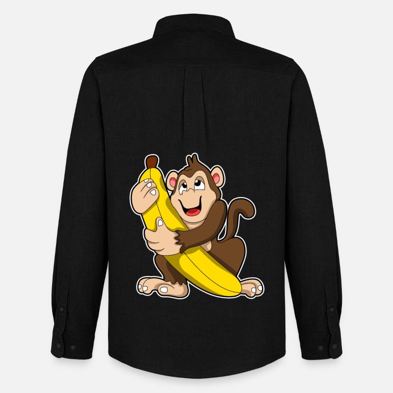 Affe Banane - Männer Oxford Hemd von Stanley/Stella - Schwarz