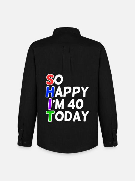 very happy 40 years old - Men's Oxford Shirt by Stanley/Stella - black