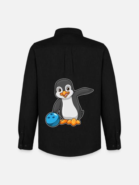 Penguin Bowling Bowling Ball - Men's Oxford Shirt by Stanley/Stella - black