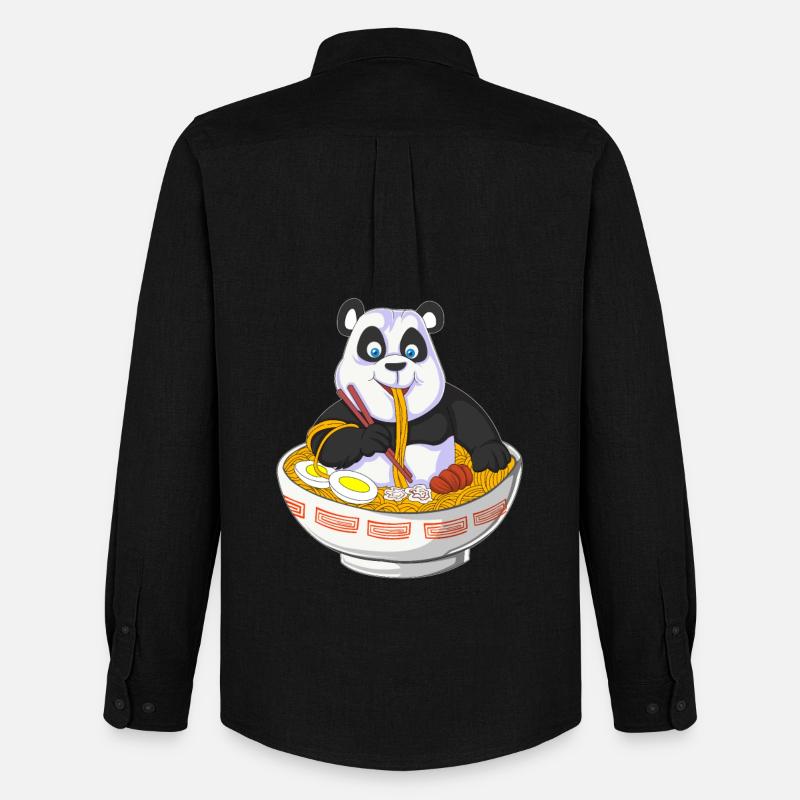 Anime Panda essen Ramen - Männer Oxford Hemd von Stanley/Stella - Schwarz