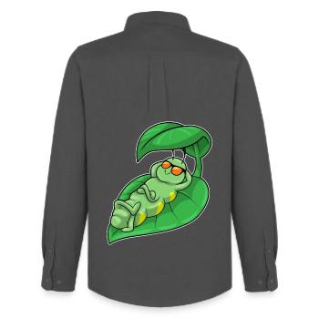 Caterpillar with leaf as parasol - Men's Oxford Shirt by Stanley/Stella - anthracite - Back - AI Model Male 185 dark (185cm)