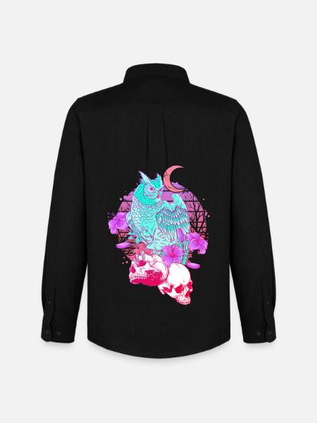 Pastel Goth Skull Owl Aesthetic Clothes Moon - Men's Oxford Shirt by Stanley/Stella - black