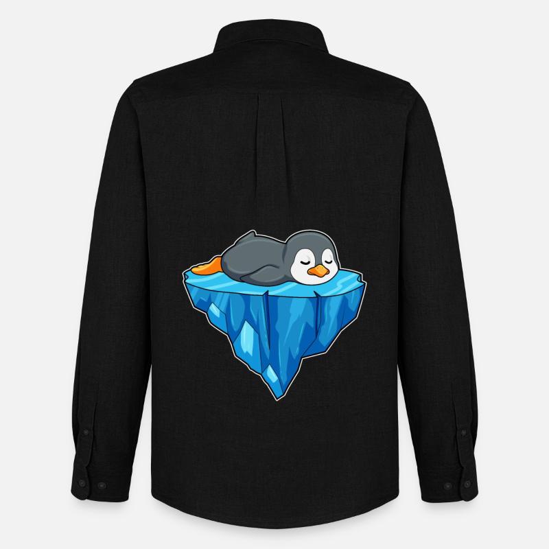 Pinguin auf Eisscholle - Männer Oxford Hemd von Stanley/Stella - Schwarz