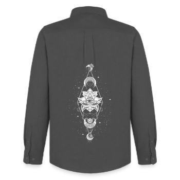 Occult Wicca Mond Lotus Witchcraft Aesthetic Goth - Männer Oxford Hemd von Stanley/Stella - Anthrazit - Hinten - AI Model Male 185 dark (185cm)