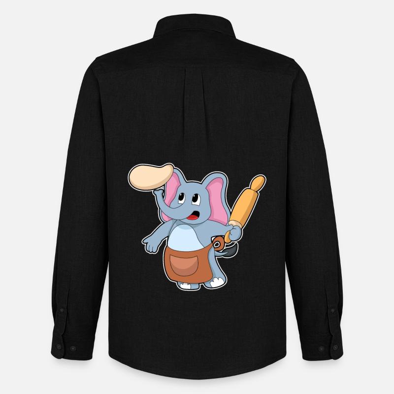 Elefant Bäcker Nudelholz Backen - Männer Oxford Hemd von Stanley/Stella - Schwarz