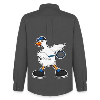 Duck Tennis Racket - Men's Oxford Shirt by Stanley/Stella - anthracite - Back - AI Model Male 185 dark (185cm)