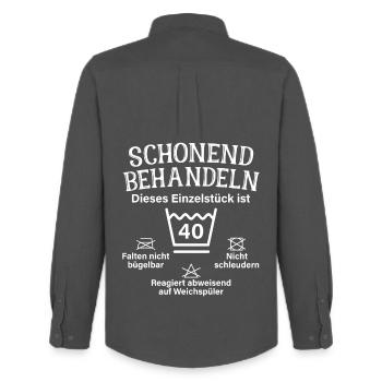 Schonend Behandeln Vierzig Geschenk 40. Geburtstag - Männer Oxford Hemd von Stanley/Stella - Anthrazit - Hinten - AI Model Male 185 dark (185cm)