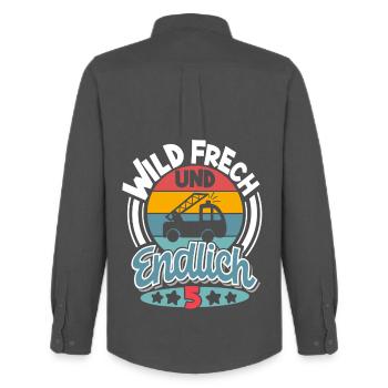 Feuerwehr 5. Geburtstag Kinder - Männer Oxford Hemd von Stanley/Stella - Anthrazit - Hinten - AI Model Male 185 dark (185cm)