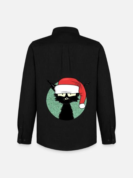 Pyjama chaton de Noël - Chemise Oxford homme Stanley/Stella - noir