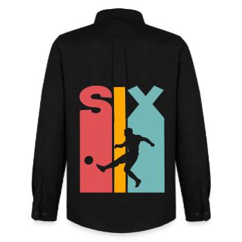 6 ans football enfants 6ème anniversaire - Chemise Oxford homme Stanley/Stella - noir - Dos - AI Model Male 185 dark (185cm)