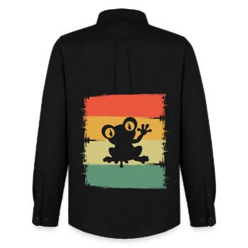 Frog - Men's Oxford Shirt by Stanley/Stella - black - Back - AI Model Male 185 dark (185cm)