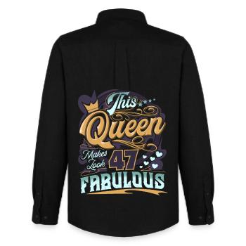 47ème anniversaire 47 ans Femmes Dames Reine - Chemise Oxford homme Stanley/Stella - noir - Dos - AI Model Male 185 dark (185cm)