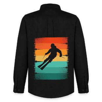 Ski - Männer Oxford Hemd von Stanley/Stella - Schwarz - Hinten - AI Model Male 185 dark (185cm)