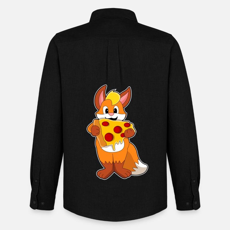 Fuchs mit Pizza - Männer Oxford Hemd von Stanley/Stella - Schwarz