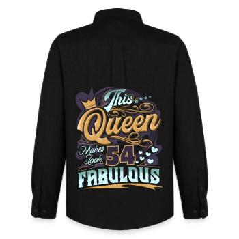 54th birthday 54 years Women Women Queen - Men's Oxford Shirt by Stanley/Stella - black - Back - AI Model Male 185 dark (185cm)