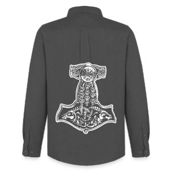 Thorhammer Wikinger - Männer Oxford Hemd von Stanley/Stella - Anthrazit - Hinten - AI Model Male 185 dark (185cm)