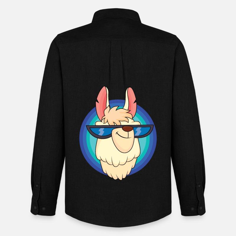 Cooles Lama mit Sonnenbrille - Männer Oxford Hemd von Stanley/Stella - Schwarz