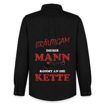Bräutigam Hochzeit Polterabend - Lustiges Poltern - Männer Oxford Hemd von Stanley/Stella - Schwarz - Hinten - AI Model Male 185 dark (185cm)