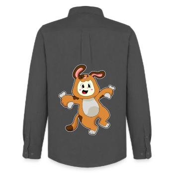 Dog Bunny Ears - Men's Oxford Shirt by Stanley/Stella - anthracite - Back - AI Model Male 185 dark (185cm)