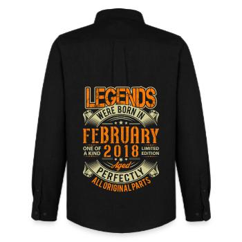2018 February Birthday Legend - Men's Oxford Shirt by Stanley/Stella - black - Back - AI Model Male 185 dark (185cm)