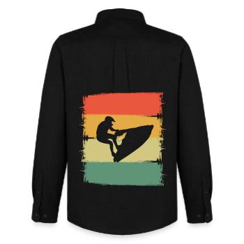 Jet ski - Chemise Oxford homme Stanley/Stella - noir - Dos - AI Model Male 185 dark (185cm)