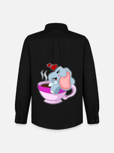 Elephant Coffee Mug - Men's Oxford Shirt by Stanley/Stella - black
