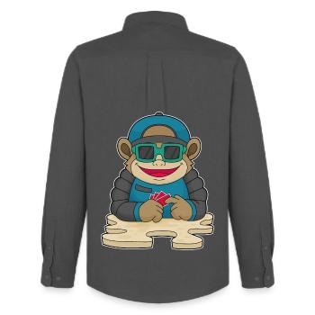 Cartes de poker Monkey Poker - Chemise Oxford homme Stanley/Stella - charbon - Dos - AI Model Male 185 dark (185cm)